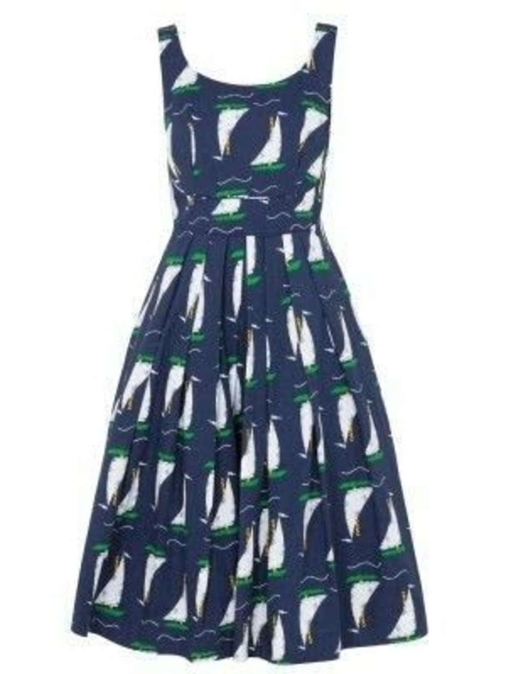 Emily And Fin Isobel Navy Sailboat Print Sleeveless Dress Size 16UK - Picture 1 of 3